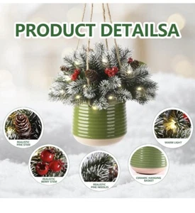 Artificial Christmas Hanging Baskets, Hanging Christmas Tree Decorated with F... - Picture 1 of 5