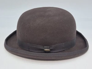 Autentico Cappello Fedora Uomo Scala Classico Marrone Fatto a Mano Lana Taglia Media Bowler - Foto 1 di 16