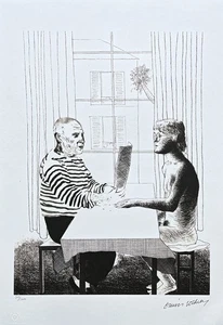 DAVID HOCKNEY - Artist and Model - signed, numbered edition 50/500, 50x35 cm - Picture 1 of 4