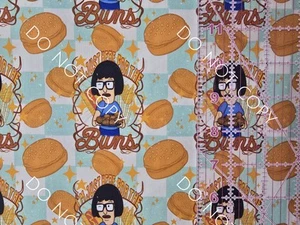Custom 100% Cotton Woven Fabric Bob's Burgers Tv Show By The 1/4 Yard 9x56 Buns - Picture 1 of 2