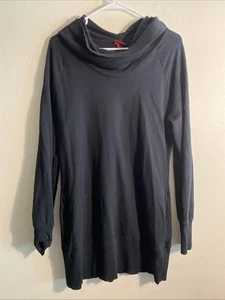 Merona Women's Black Long Sleeve Turtleneck Long Top/Dress With Pockets Size M - Picture 1 of 3