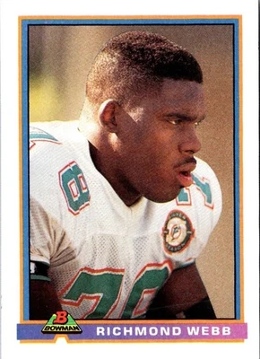 1991 Bowman Richmond Webb #296 Miami Dolphins Football Card - Image 1 of 2