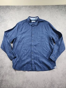 Tommy Bahama Hemd Herren XL marine kariert 100% Leinen Langarm Knopfleiste klassisch - Bild 1 von 12