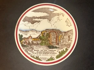Vernon Kilns 8,5" piatto da collezione a colori San Juan Capistrano anni '40 ca - Foto 1 di 4