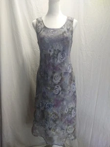 Vintage 90s Y2K Dress Pastel Floral Sheer Overlay Fairy Coquette Cottage Garden - Picture 1 of 15