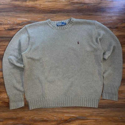 Suéter Polo Ralph Lauren De Colección Para Hombre L Tejido Gofre Algodón Oliva Verde Militar Foto 1 de 4