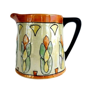 Vintage Art Deco Glanzgeschirr Krug 30er Jahre handbemalt Japan oder Tschechische Keramik - Bild 1 von 12