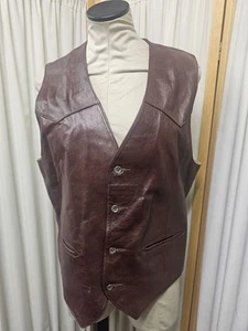 Gilet vintage Levi's in pelle marrone taglia 42 - Foto 1 di 10