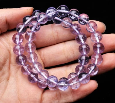 Brazalete Brazalete 10mm 2 Piezas Natural Púrpura Ah Seiche Cristal Amatista Hecho a Mano Foto 1 de 4