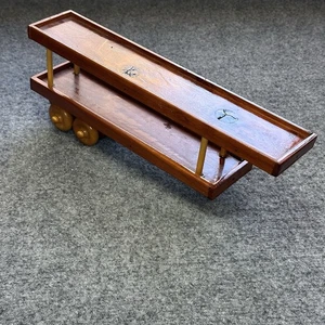 Vintage Large Handmade Wood Transport Trailer For 18 Wheeler 13” Double Decker - Picture 1 of 7