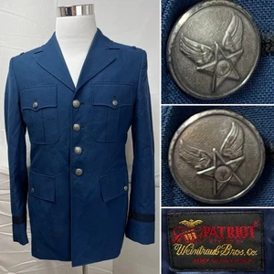 U.S. Air Force Men's 39 R Vintage Class A Navy Blue Silver Button Uniform Jacket - Picture 1 of 10