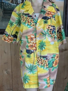 Vtg Pomare Hawaii Men's Shirt Short Sleeve Size L Yellow Hawaiian State Flower - Picture 1 of 14