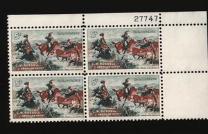 1964 5c Charles M. Russell  Plate Block of Four  Scott #1243  ST028 - Picture 1 of 2