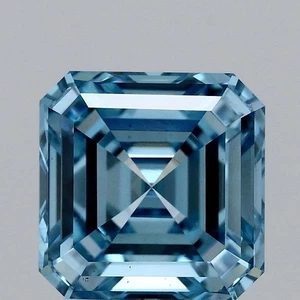 Asscher 3.12ct Fancy Vivid Blue VS2 CVD IGI Certified Lab Grown Diamond - Picture 1 of 3