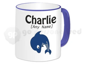 Personalisierte Keramik Delfin Design Tasse - blauer Henkel - Bild 1 von 1