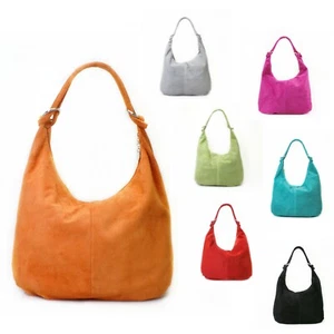 Real Leather Lovely Suede Hobo Shoulder Commuting handbag Woman Lady S-Medium UK - Picture 1 of 23