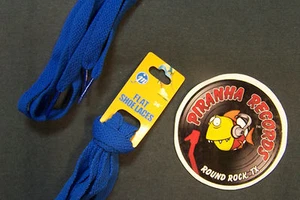 Blue Thin Flat 36" x (3/8"-5/8") JN Shoelaces Shoe Strings Piranha Records - Bild 1 von 3