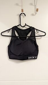 DKNY Womens/Ladies Black Mesh Sports Bra with Removeable Pads, Size Small