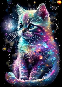 MXJSUA DIY Gato Morado Pintura Diamante Kit, 5D Diamond Painting Kit Adultos, - Imagen 1 de 7