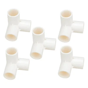 5pcs White PVC Dia 20mm 3-Way Elbow Pipe Fitting Tee Corner Adapter Connector - Picture 1 of 6
