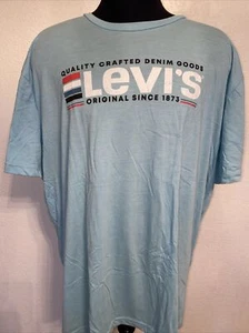 Levis T-Shirt 2XL Baby Blue Casual Cotton Graphic Quality Crafted Denim Goods - Picture 1 of 14