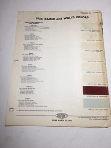 1955 Kaiser und Willys DUPONT AUSSENFARBEN LACKCHIP AUSWAHL Bulletin Nr. 2 - Bild 1 von 3