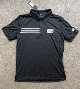 Adidas Seeing Double Men's Short Sleeve Polo T-Shirt Black Large Training DZ7184 - Picture 1 of 12