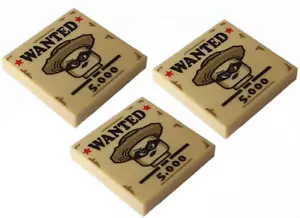 Lego 3x Tan Tile 2x2 Wanted (3068bpb2009) NEW!!! - Picture 1 of 1