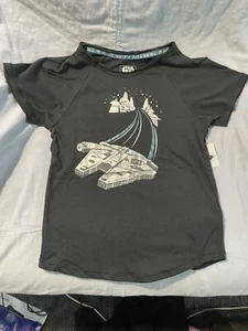 NEW Disney Star Wars Galaxy's Edge Girls Black Millennium Falcon T-Shirt Size M - Picture 1 of 4