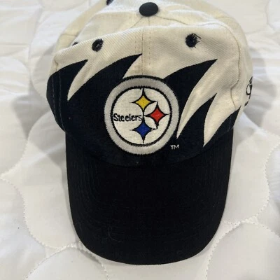 De colección Años 90 Pittsburgh Steelers Logo Atlético Diente de Tiburón NFL Snapback Sombrero Foto 1 de 4