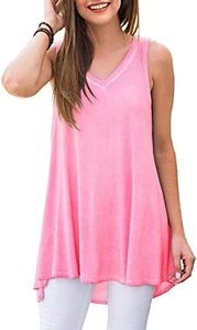 Women'S Summer Sleeveless V-Neck T-Shirt Tunic Tops Blouse Shirts - Picture 1 of 12