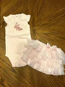 Baby Girls Carter's Just One You PINK Rabbit Bunny Bodysuit & Tutu Skirt 12 mo - Picture 1 of 6