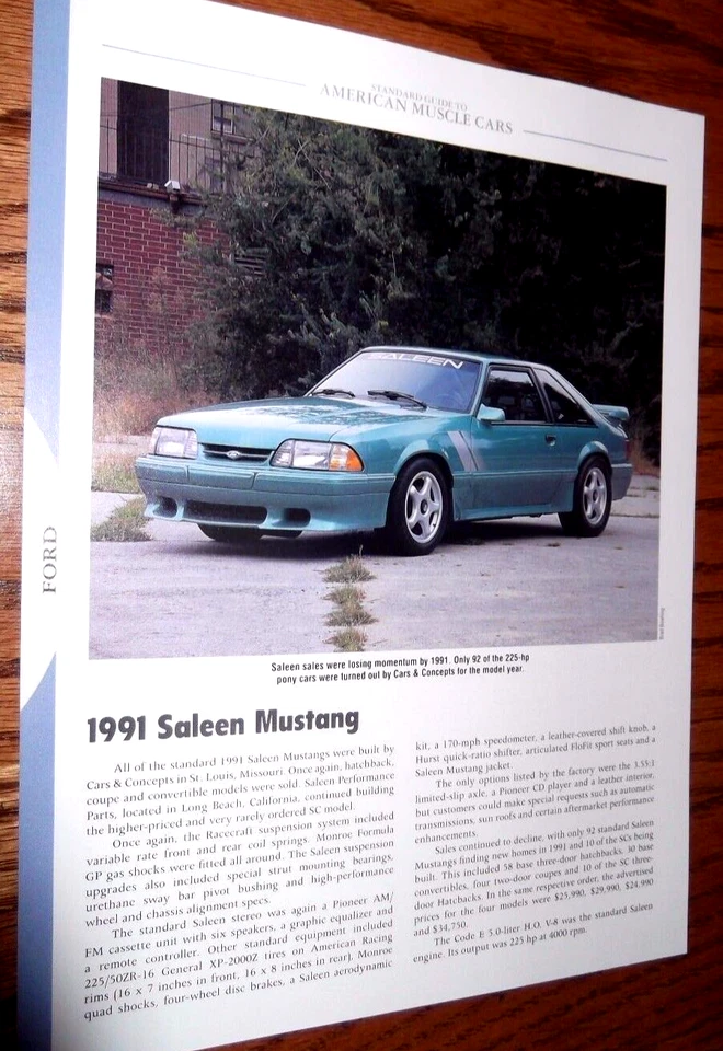 1991 Saleen Mustang Specs Info Photo 87 89 91 93 Lx Gt Fox Body Ford - Image 1 of 1