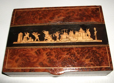 Antike Holzdose mit Einlegearbeiten - 16,5 x 11,5 x 3,5 cm aus Nachlassauflösung - Bild 1 von 4