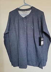 Camisa True Religion Para Hombres S Azul Térmica Henley Manga Larga Tejido Gofre Adulto NUEVA - Imagen 1 de 3