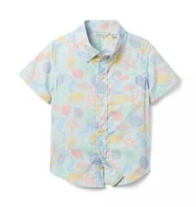 JANIE and JACK Sea Life Poplin Button Up Shirt TROPICAL Blue Boy Size 7 NeW TAGS - Picture 1 of 3
