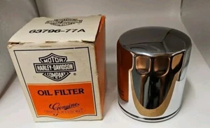 VINTAGE HARLEY DAVIDSON CHROME OIL FILTER 63796-77A ORIGINAL BOX DATED 1989 - Bild 1 von 10