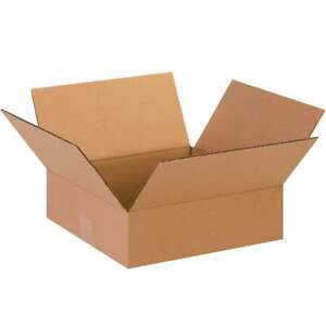 Flat Corrugated Boxes for Shipping, Packing Moving, 13"x13"x4", Kraft, 25/Bundle