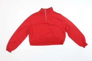 H&M Womens Red Cotton Blend Sweatshirt Size M - Picture 1 of 12