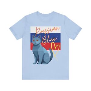 T-shirt à manches courtes unisexe The Russian Blue Cat Love