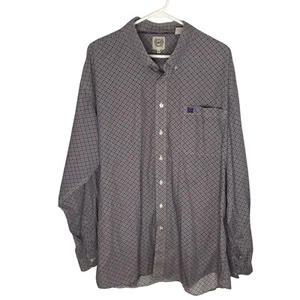Cinch Mens LS Button Up Dress Shirt Purple White Diamond Sz XXL Western Rodeo - Picture 1 of 10