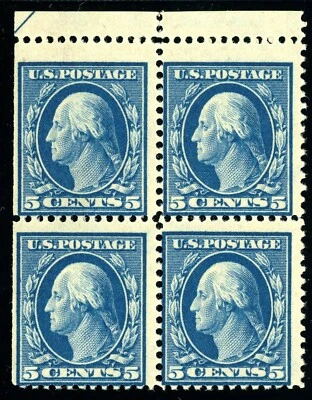 USAstamps Unused FVF US 1911 Washington Arrow Block Scott 378 OG MNH SCV $260+ - Image 1 of 2