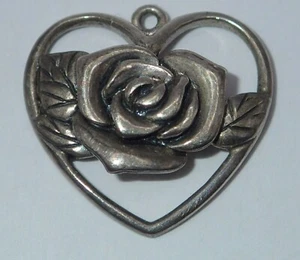 Sterling (925) Silber Herz mit Rose Anhänger Charm - 2,08 Gramm - Bild 1 von 5