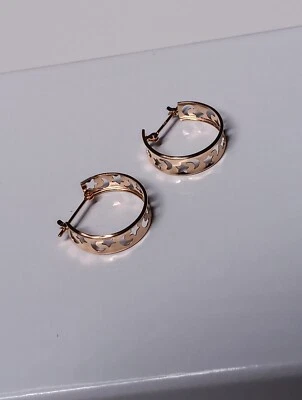 Brincos de argola de ouro rosa 18K pequena cúpula par largura 17mm leve NOVO K18 Japão - Imagem 1 de 4