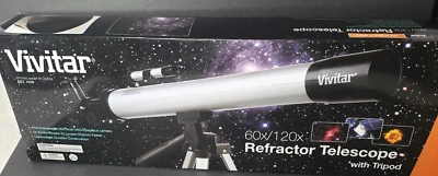 Vivitar Refractor Telescope With Tripod 60x/120x Model VIV-TEL-50600 New in Box - Image 1 of 4