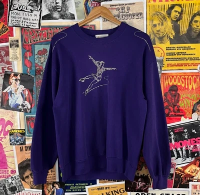 Sudadera Top De Colección Años 90 Púrpura Deslumbrante Estrás Figura Patinador Patinaje sobre Hielo Foto 1 de 4