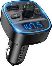 ORIA Bluetooth FM Transmitter, Wireless Radio Adapter Mit Mikrofon (Black) - NEU