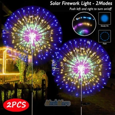 MUCH 2PC 150LED Solar Fireworks Lights Outdoor Waterproof Path Lawn Garden Decor Lamp