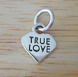 TINY 11x9mm Sterling Silver True Love Valentine's Day Conversation Heart Charm - Picture 1 of 3