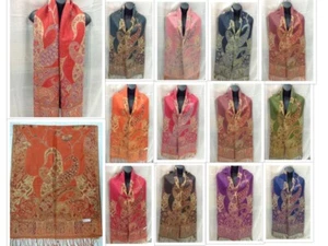 Women Pashmina Scarf Shawl Wrap Heliotrope Flower Many Color Silk Cashmere Soft - Bild 1 von 10